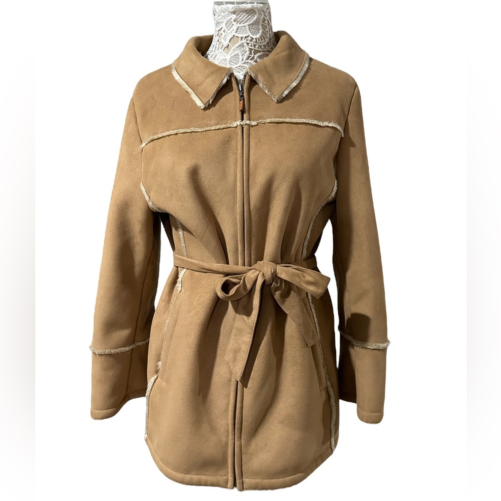 Wilson's Leather Suede Shearling Coat - Real Fox Fur